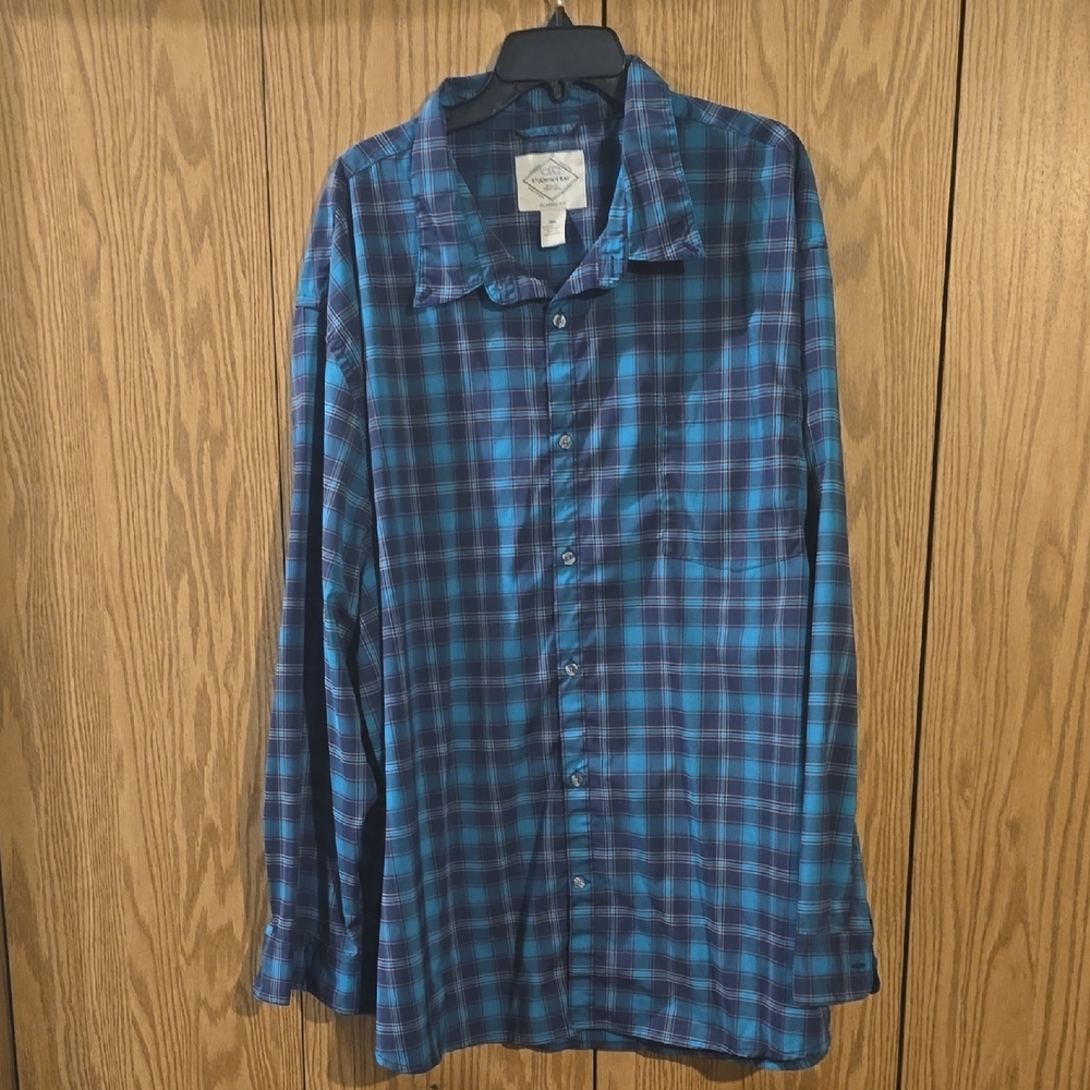 St. John's Bay Blue and Black Checkered Men's Shirt